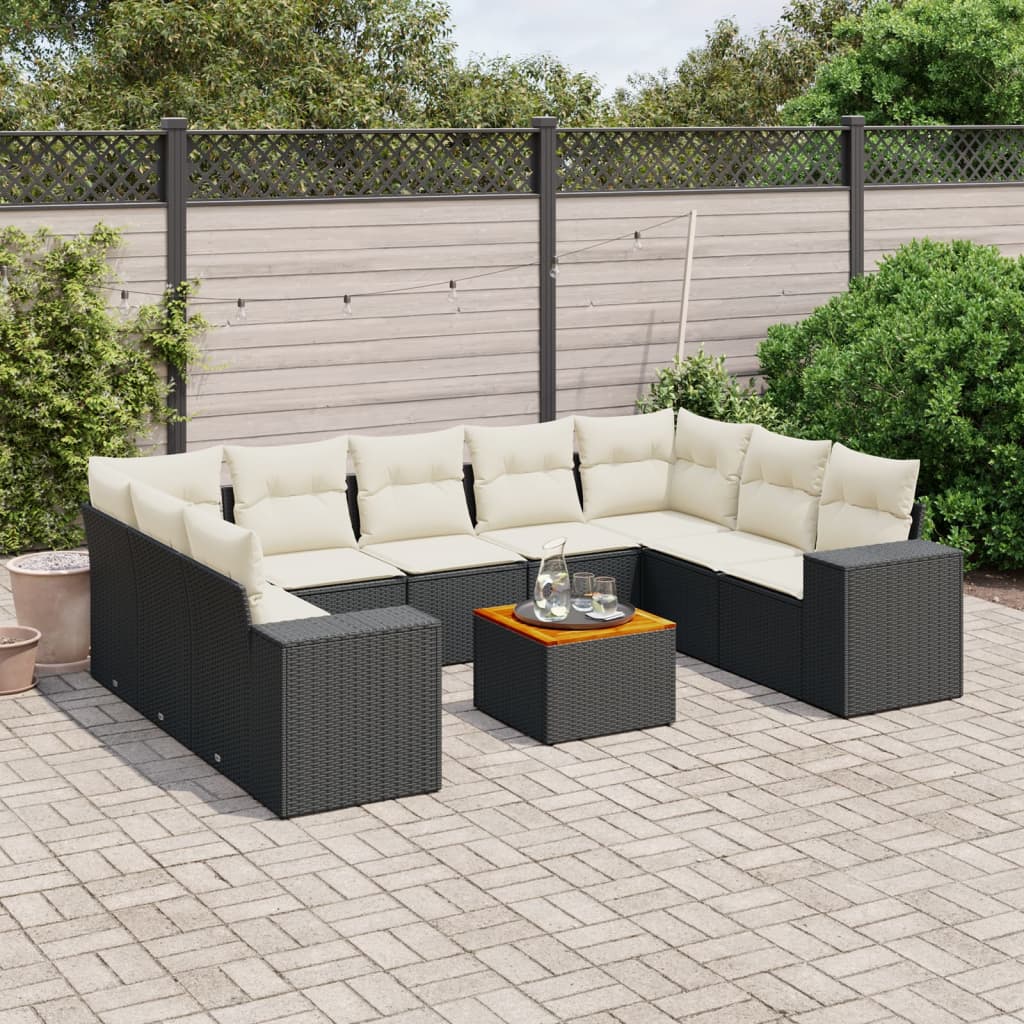 Set Mobilier De Grădină Cu Perne, 10 Piese, Gri, Poliratan