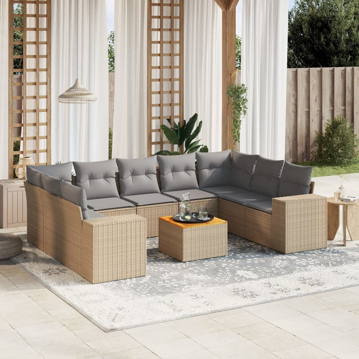 Set Mobilier De Grădină Cu Perne, 10 Piese, Gri, Poliratan
