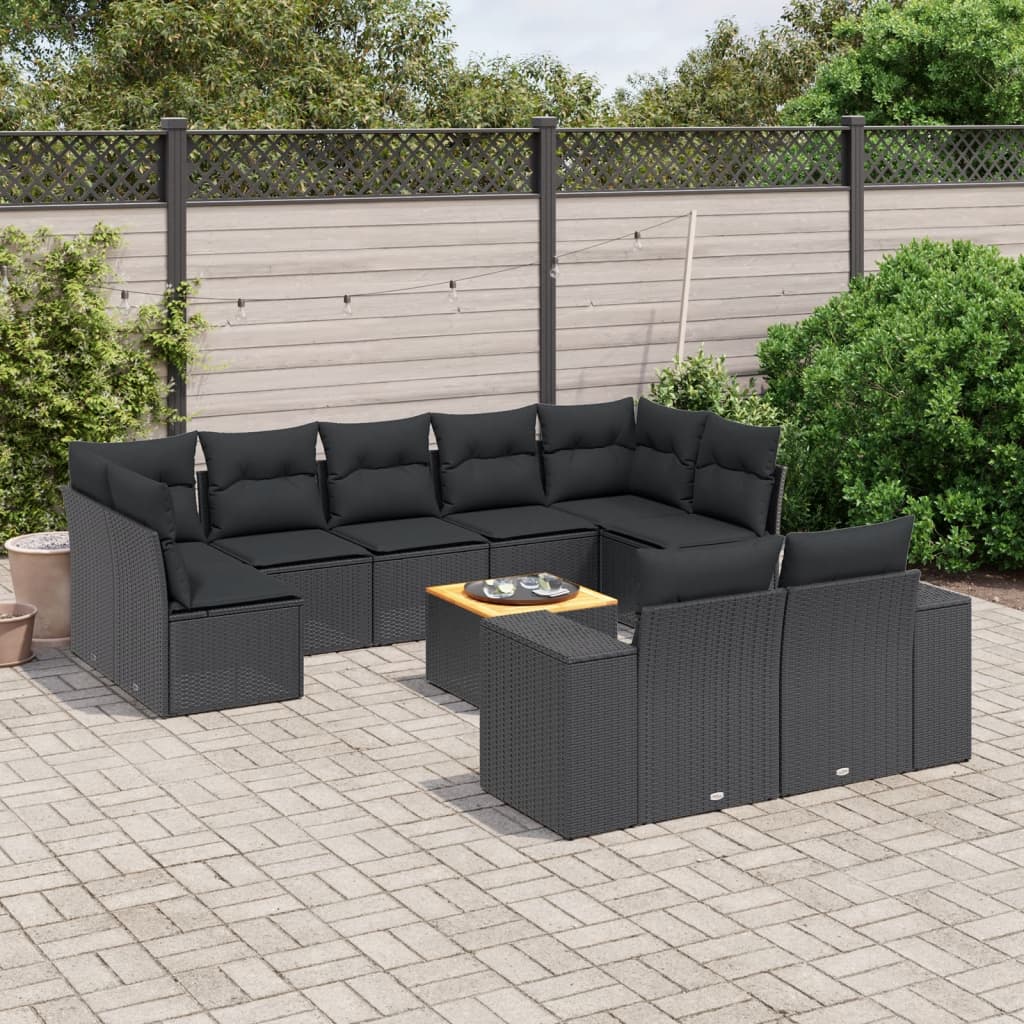 Set Mobilier De Grădină Cu Perne, 10 Piese, Gri, Poliratan