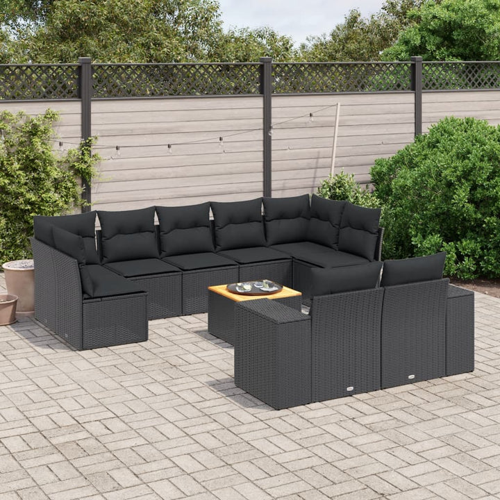 Set Mobilier De Grădină Cu Perne, 10 Piese, Gri, Poliratan