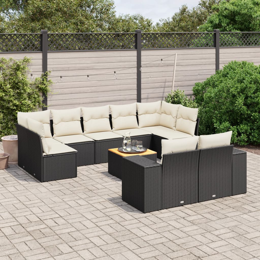 Set Mobilier De Grădină Cu Perne, 10 Piese, Gri, Poliratan