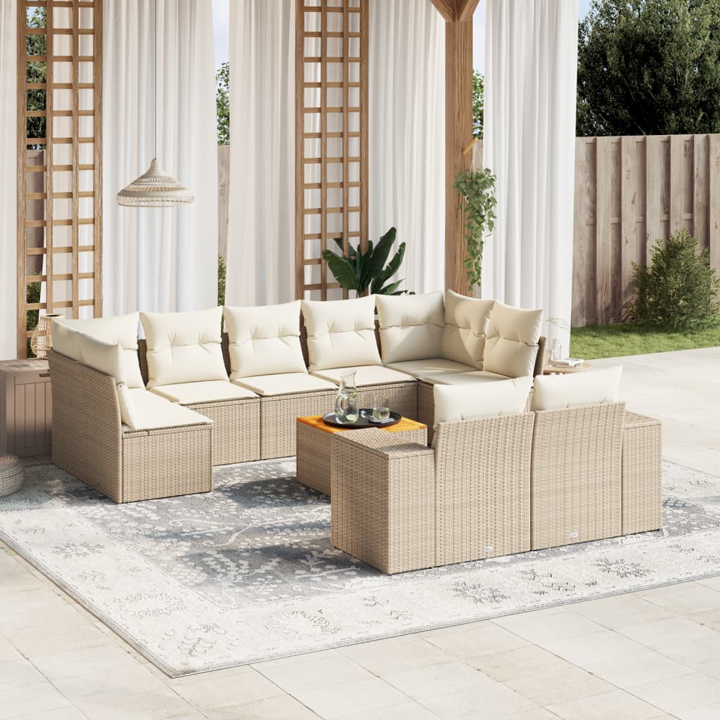 Set Mobilier De Grădină Cu Perne, 10 Piese, Gri, Poliratan