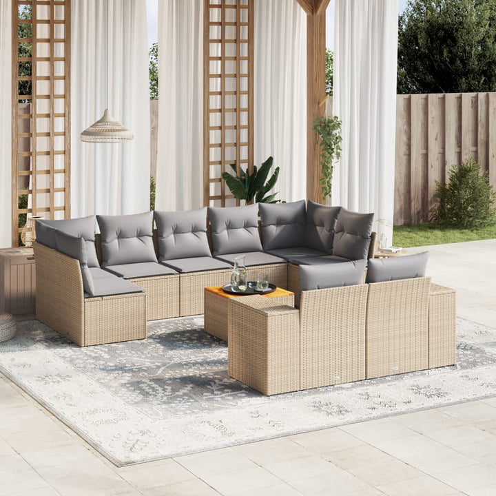 Set Mobilier De Grădină Cu Perne, 10 Piese, Gri, Poliratan