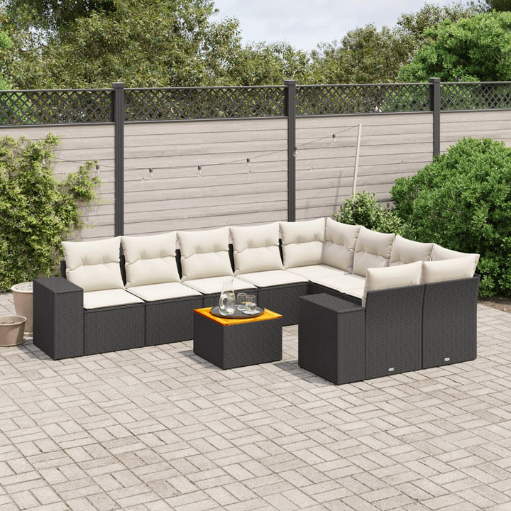Set Mobilier De Grădină Cu Perne, 10 Piese, Gri, Poliratan