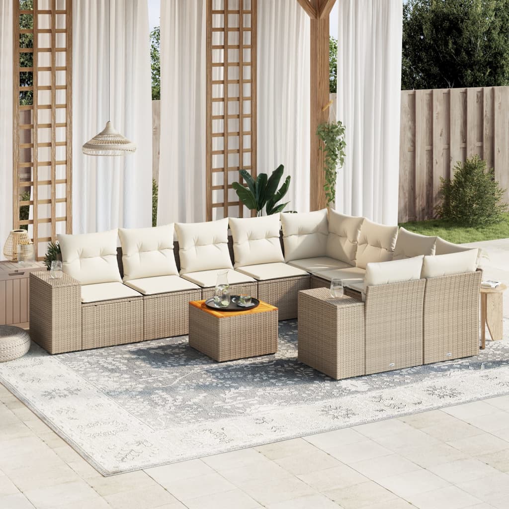 Set Mobilier De Grădină Cu Perne, 10 Piese, Gri, Poliratan