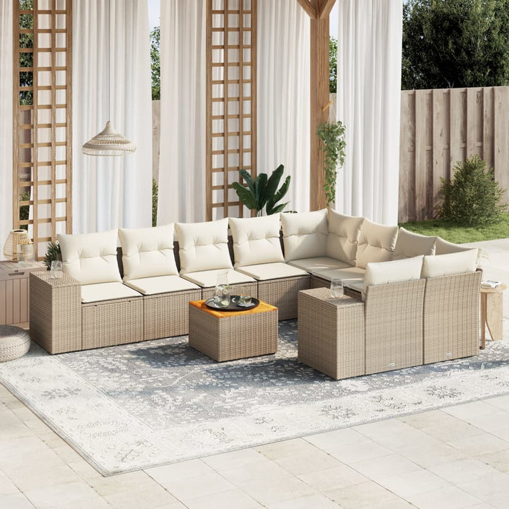 Set Mobilier De Grădină Cu Perne, 10 Piese, Gri, Poliratan