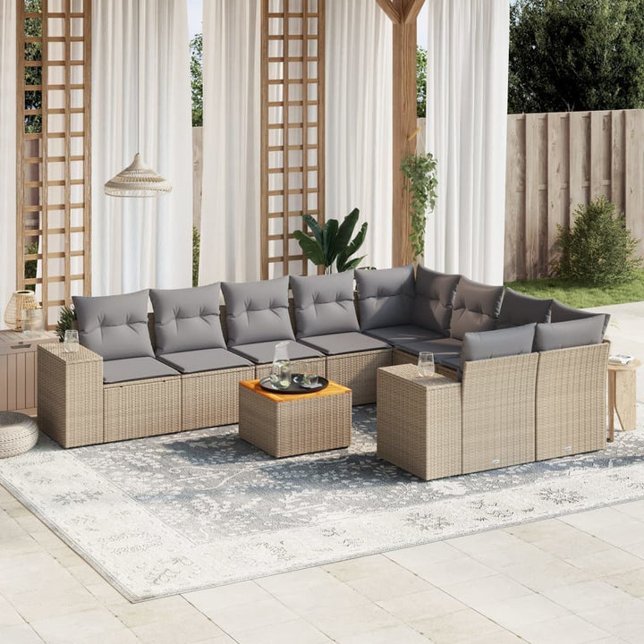Set Mobilier De Grădină Cu Perne, 10 Piese, Gri, Poliratan