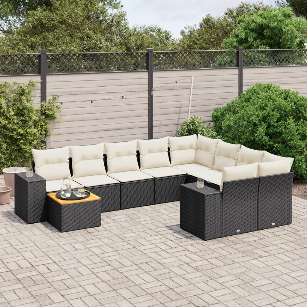Set Mobilier De Grădină Cu Perne, 10 Piese, Gri, Poliratan