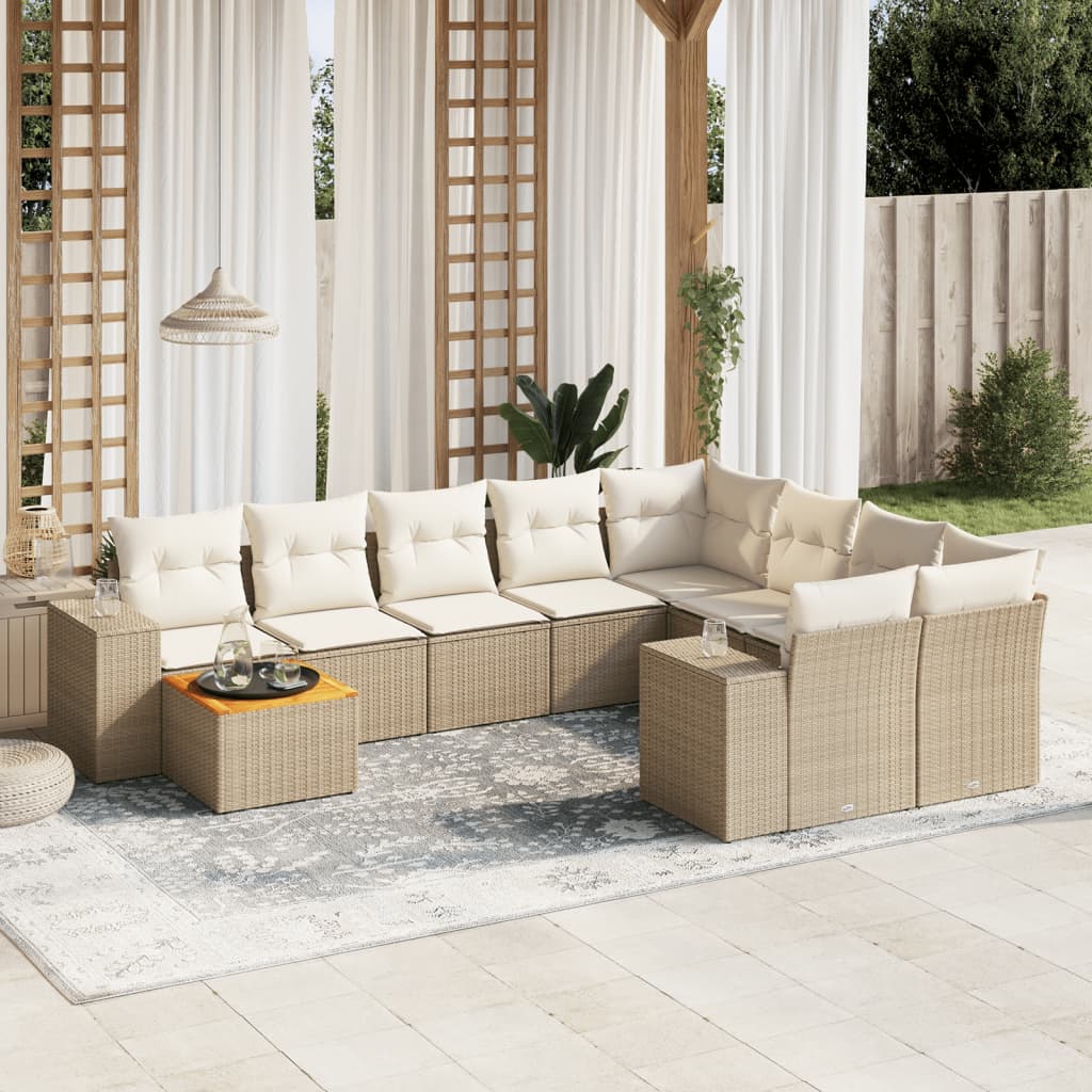 Set Mobilier De Grădină Cu Perne, 10 Piese, Gri, Poliratan