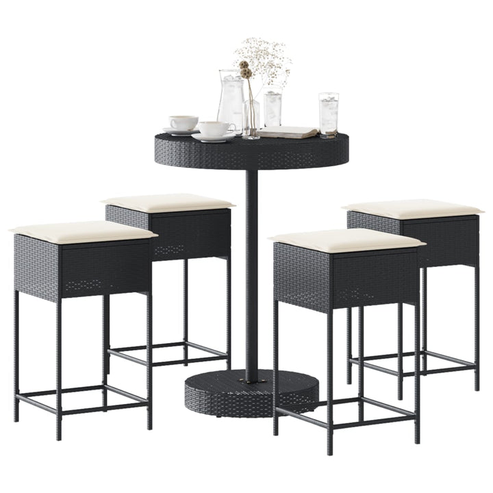 Set Mobilier Bar De Grădină, Cu Perne, 5 Piese, , Poliratan
