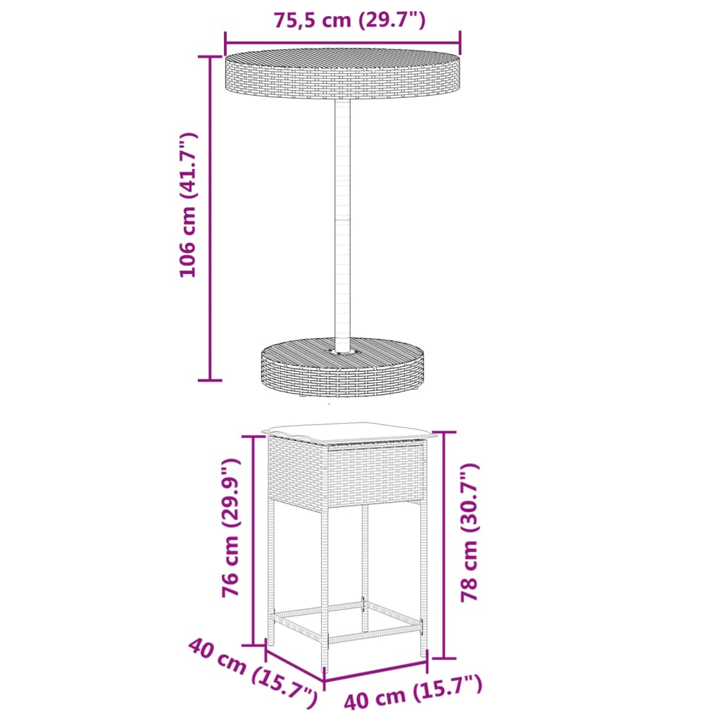 Set Mobilier Bar De Grădină, Cu Perne, 5 Piese, , Poliratan