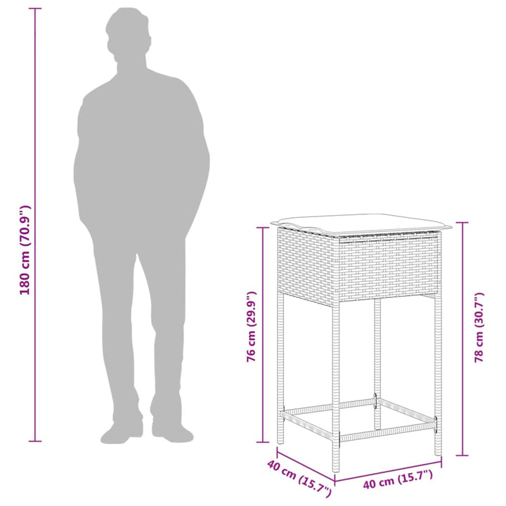 Set Mobilier Bar De Grădină, Cu Perne, 5 Piese, , Poliratan