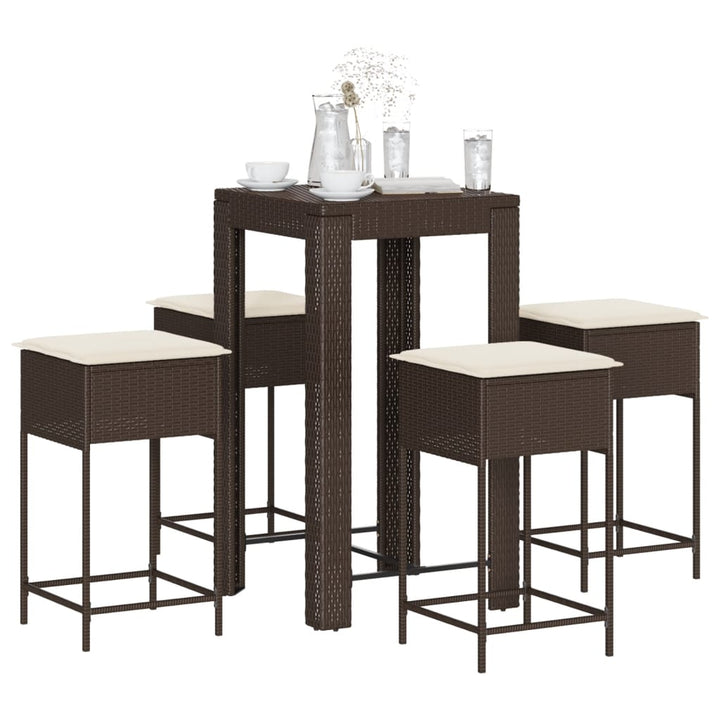 Set Mobilier Bar De Grădină, Cu Perne, 5 Piese, , Poliratan