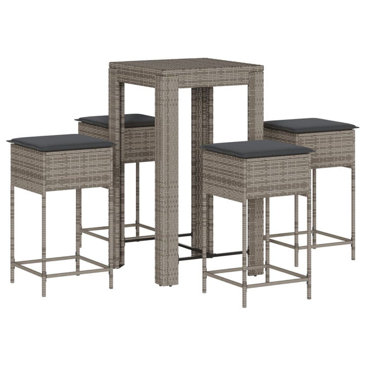 Set Mobilier Bar De Grădină, Cu Perne, 5 Piese, , Poliratan