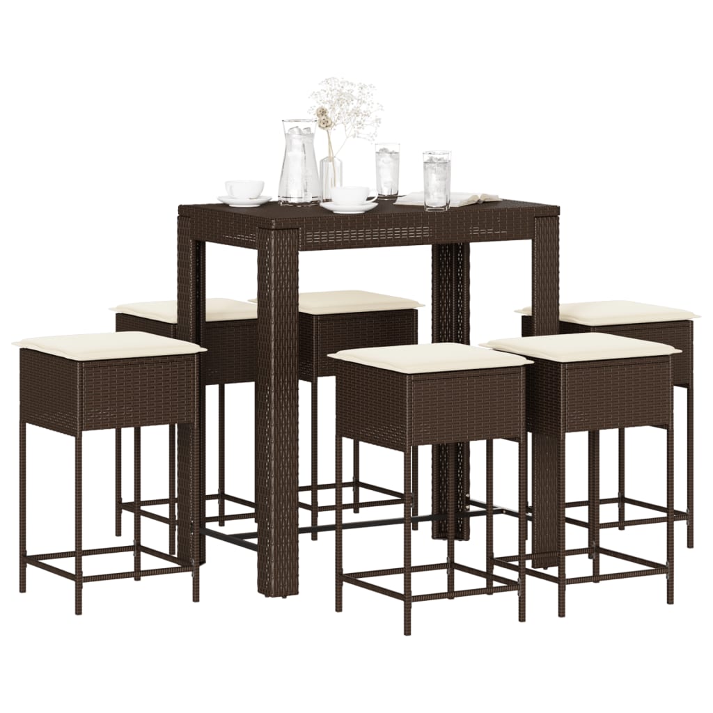 Set Mobilier Bar De Grădină, Cu Perne, 5 Piese, , Poliratan