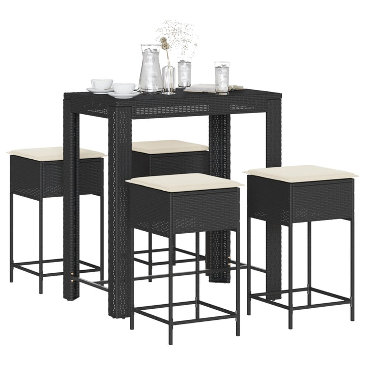 Set Mobilier Bar De Grădină, Cu Perne, 5 Piese, , Poliratan