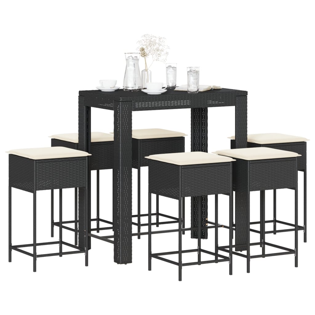 Set Mobilier Bar De Grădină, Cu Perne, 5 Piese, , Poliratan