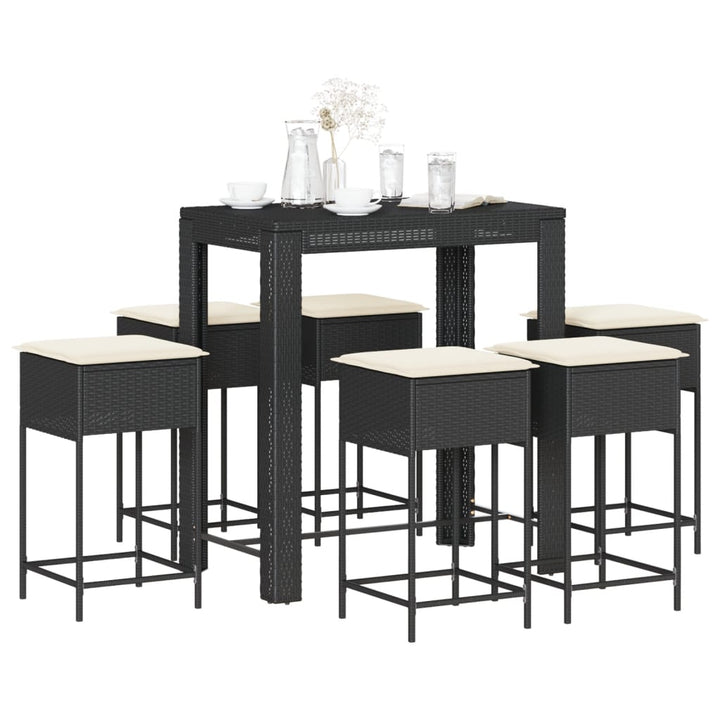 Set Mobilier Bar De Grădină, Cu Perne, 5 Piese, , Poliratan