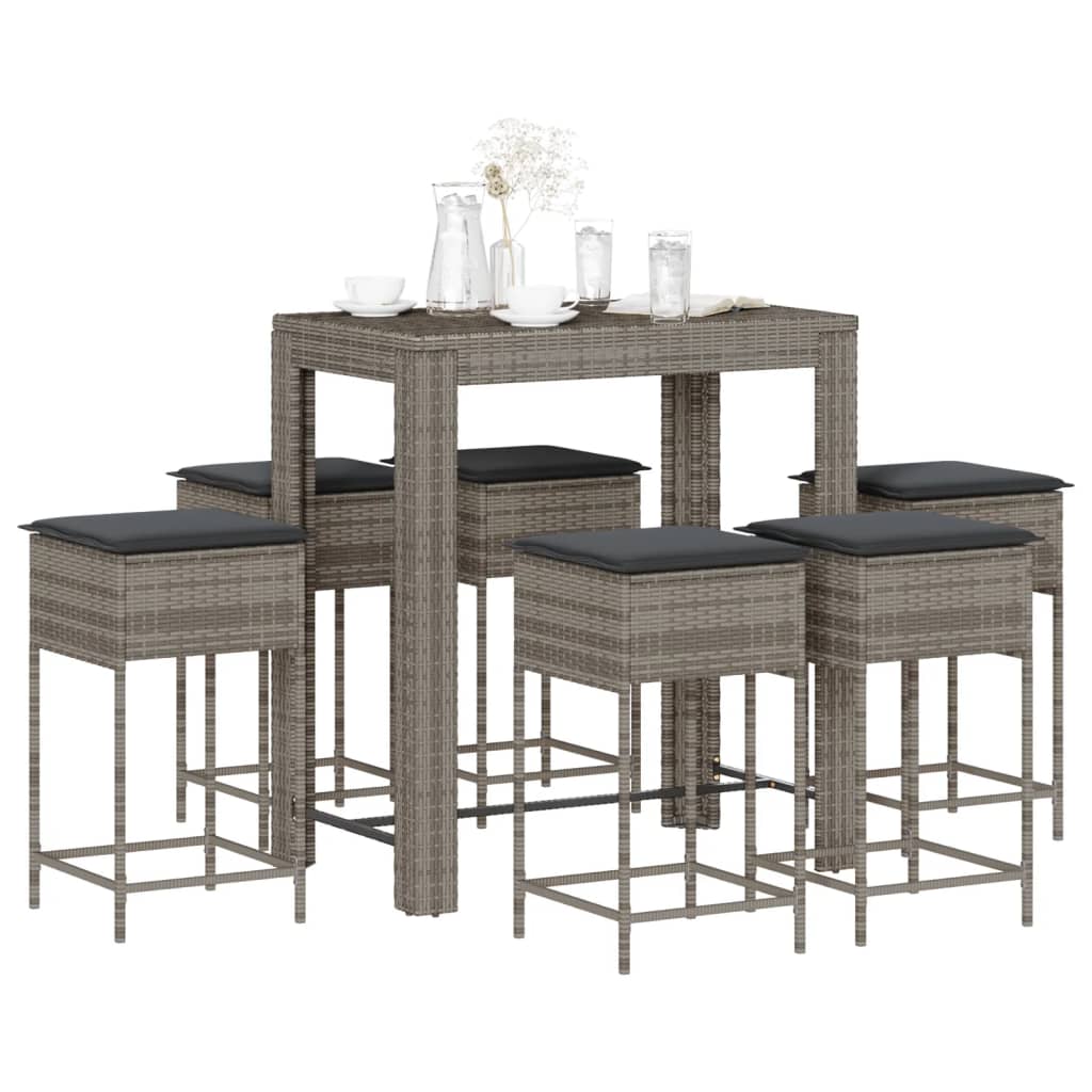 Set Mobilier Bar De Grădină, Cu Perne, 5 Piese, , Poliratan