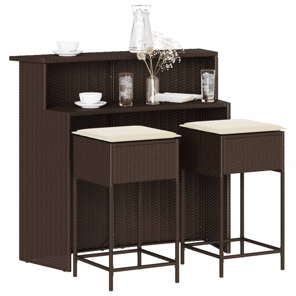 Set Mobilier Bar De Grădină Cu Perne, 5 Piese, , Poliratan