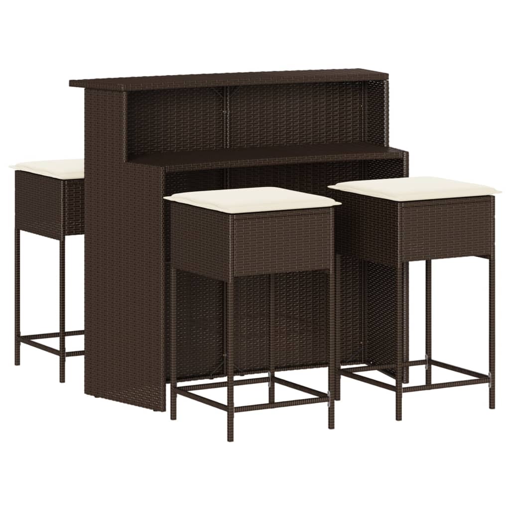 Set Mobilier Bar De Grădină Cu Perne, 5 Piese, , Poliratan