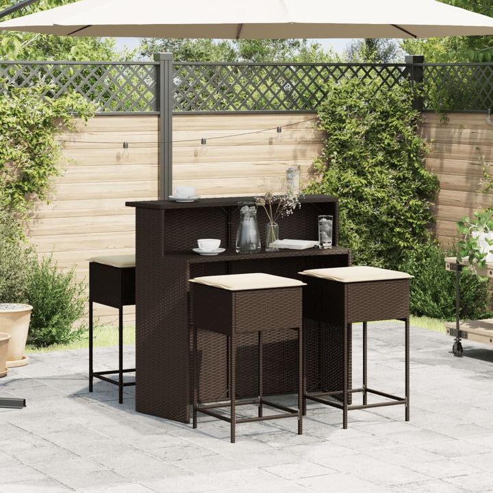 Set Mobilier Bar De Grădină Cu Perne, 5 Piese, , Poliratan