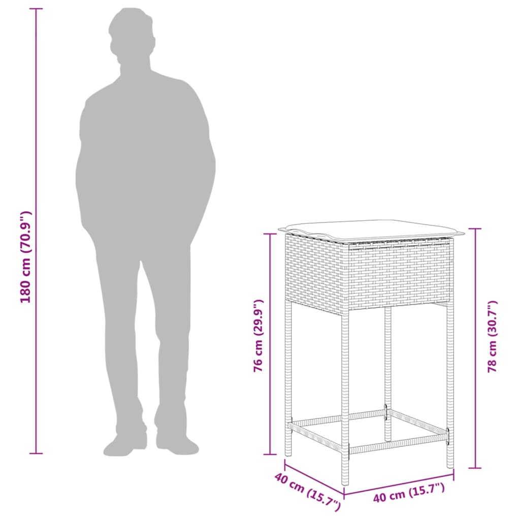 Set Mobilier Bar De Grădină Cu Perne, 5 Piese, , Poliratan