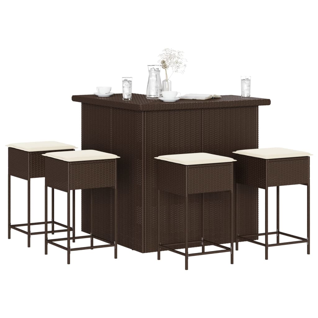 Set Mobilier Bar De Grădină Cu Perne, 3 Piese, , Poliratan