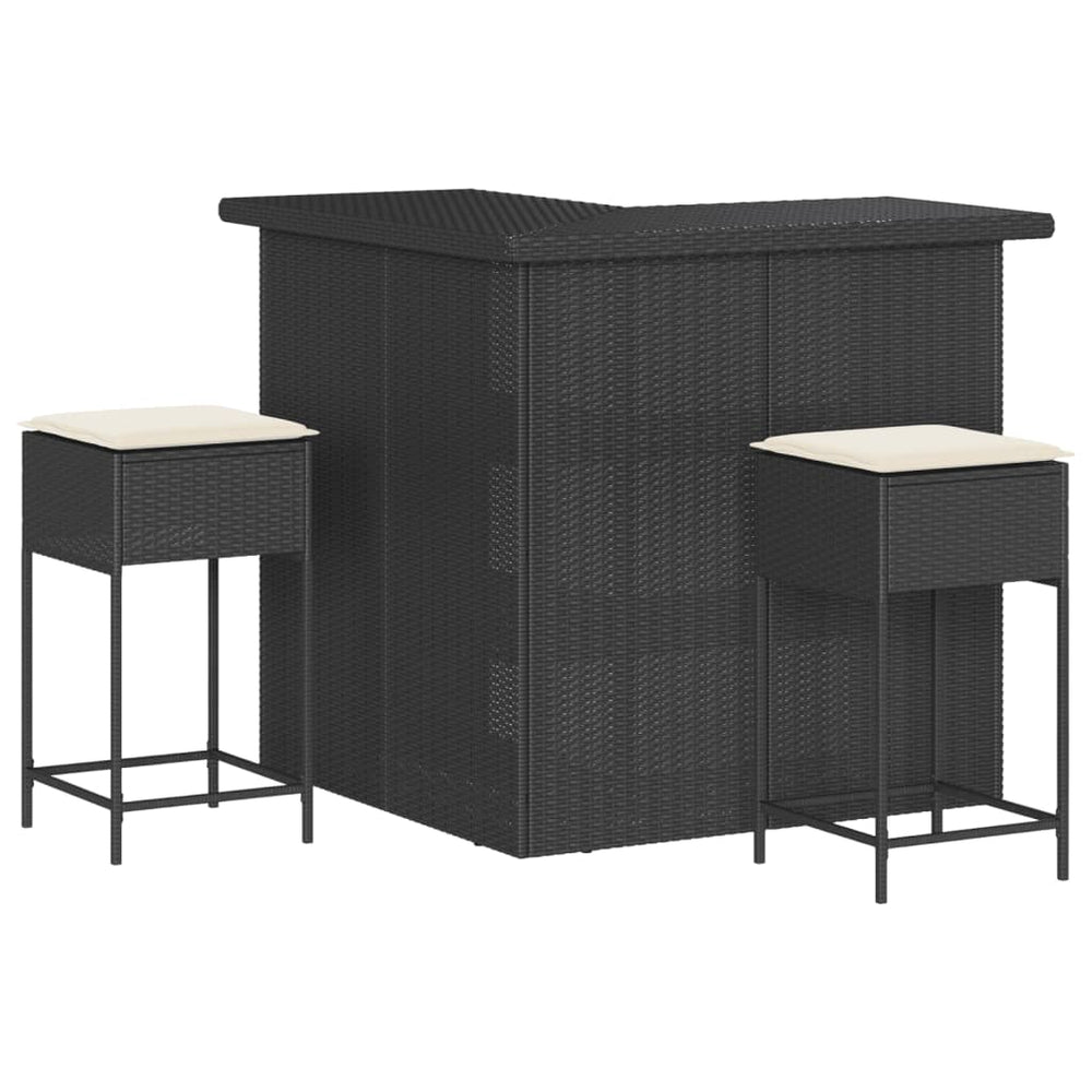 Set Mobilier Bar De Grădină Cu Perne, 3 Piese, , Poliratan