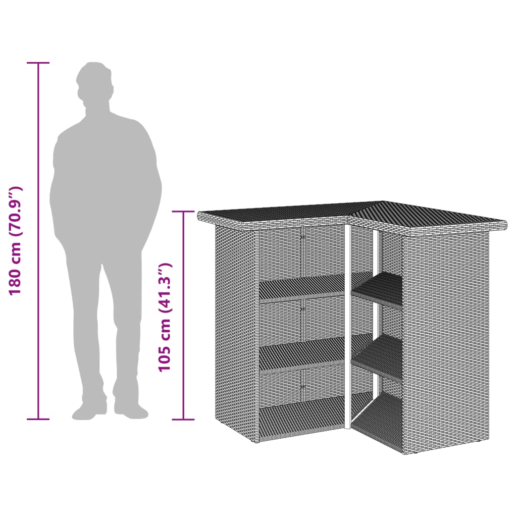Set Mobilier Bar De Grădină Cu Perne, 3 Piese, , Poliratan