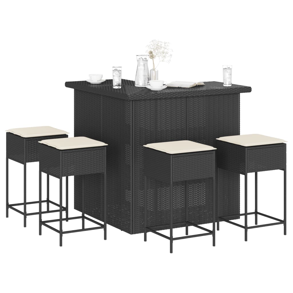 Set Mobilier Bar De Grădină Cu Perne, 3 Piese, , Poliratan