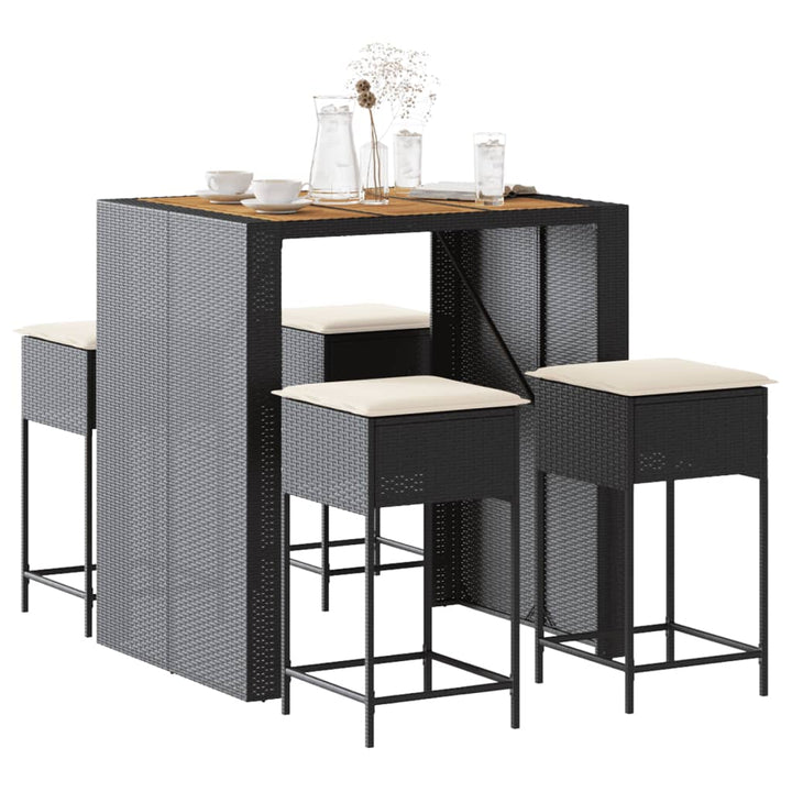 Set Mobilier Bar De Grădină, Cu Perne, 5 Piese, , Poliratan