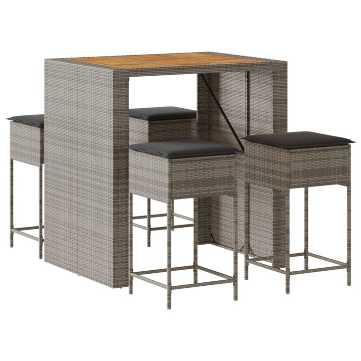Set Mobilier Bar De Grădină, Cu Perne, 5 Piese, , Poliratan