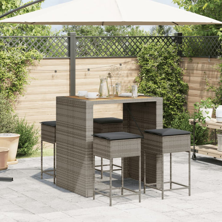 Set Mobilier Bar De Grădină, Cu Perne, 5 Piese, , Poliratan