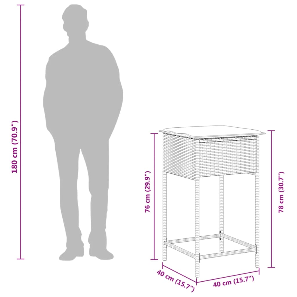 Set Mobilier Bar De Grădină, Cu Perne, 5 Piese, , Poliratan