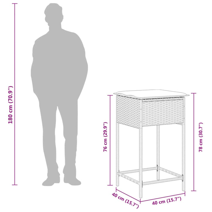 Set Mobilier Bar De Grădină, Cu Perne, 5 Piese, , Poliratan