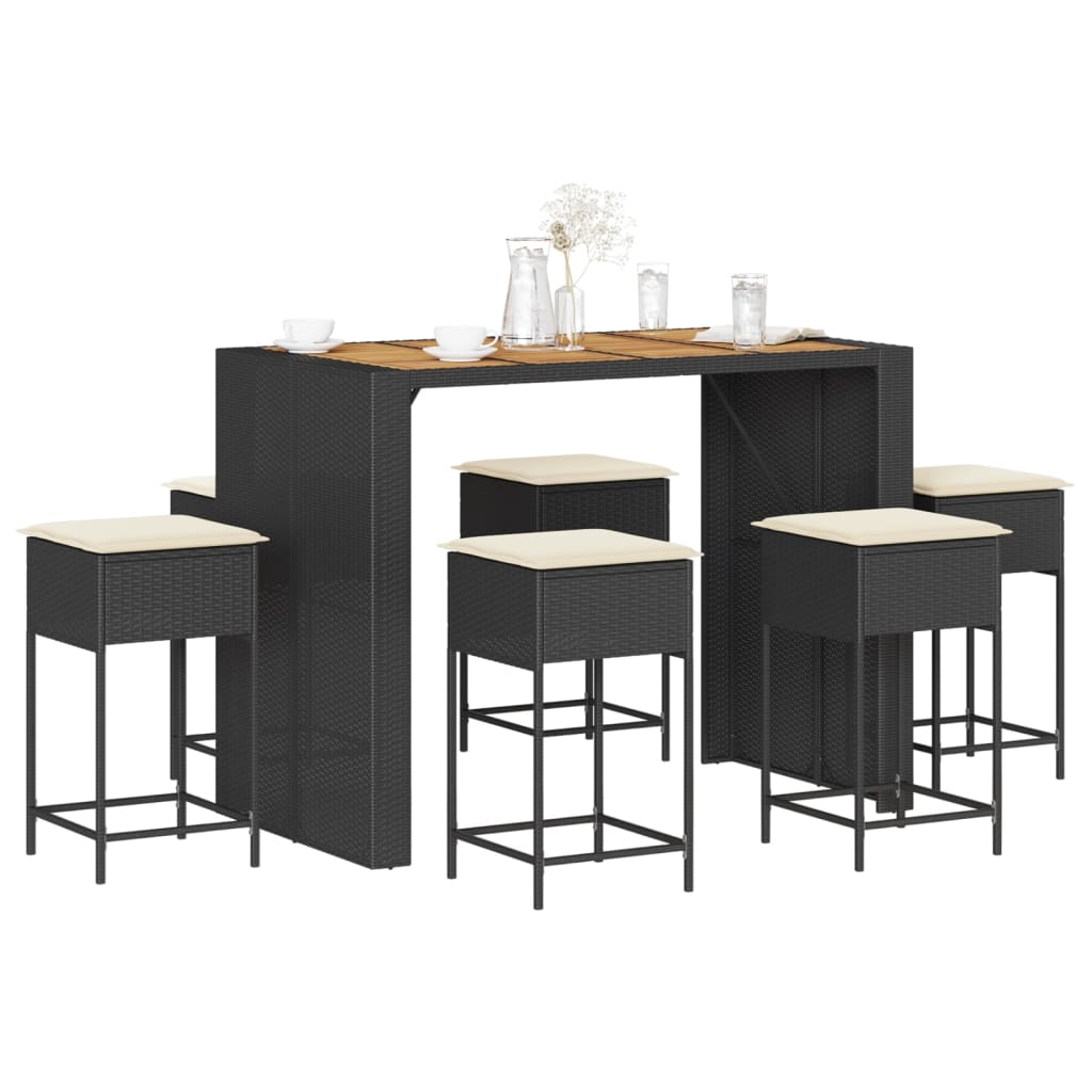 Set Mobilier Bar De Grădină, Cu Perne, 5 Piese, , Poliratan
