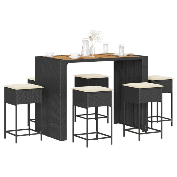 Set Mobilier Bar De Grădină, Cu Perne, 5 Piese, , Poliratan