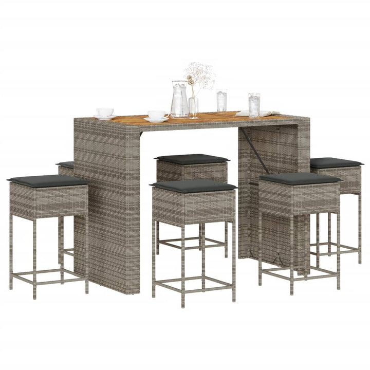 Set Mobilier Bar De Grădină, Cu Perne, 5 Piese, , Poliratan