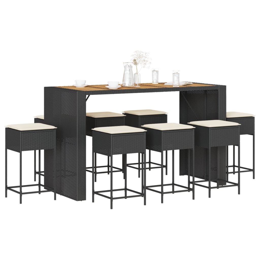 Set Mobilier Bar De Grădină, Cu Perne, 5 Piese, , Poliratan
