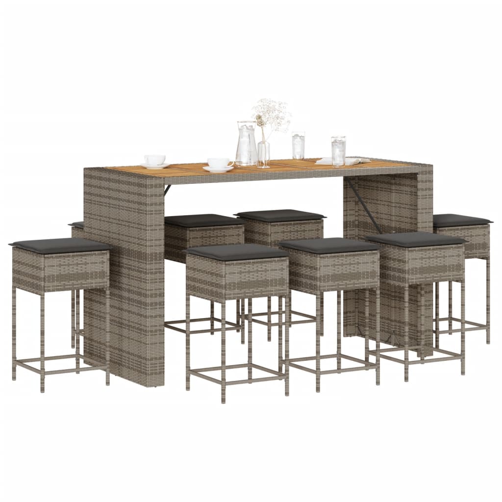 Set Mobilier Bar De Grădină, Cu Perne, 5 Piese, , Poliratan