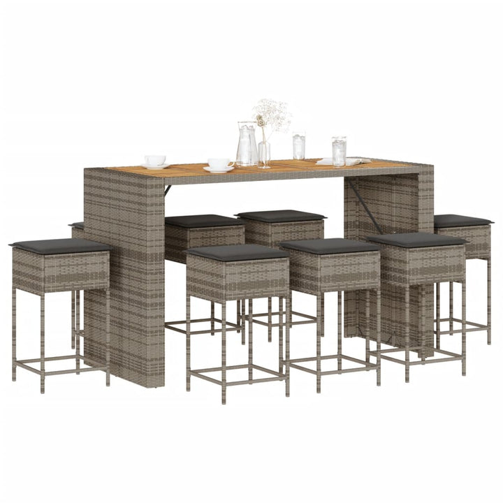 Set Mobilier Bar De Grădină, Cu Perne, 5 Piese, , Poliratan