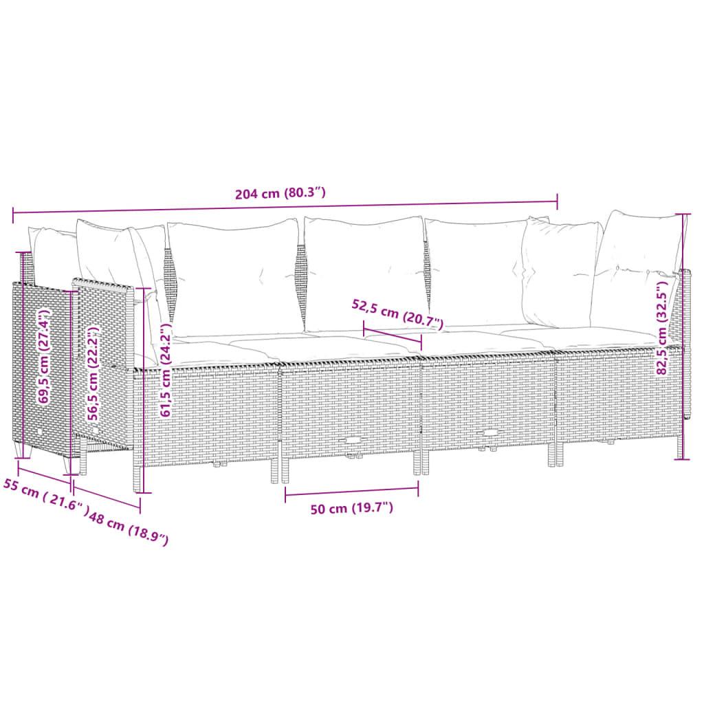 Set Mobilier De Grădină Cu Perne, 5 Piese, , Poliratan
