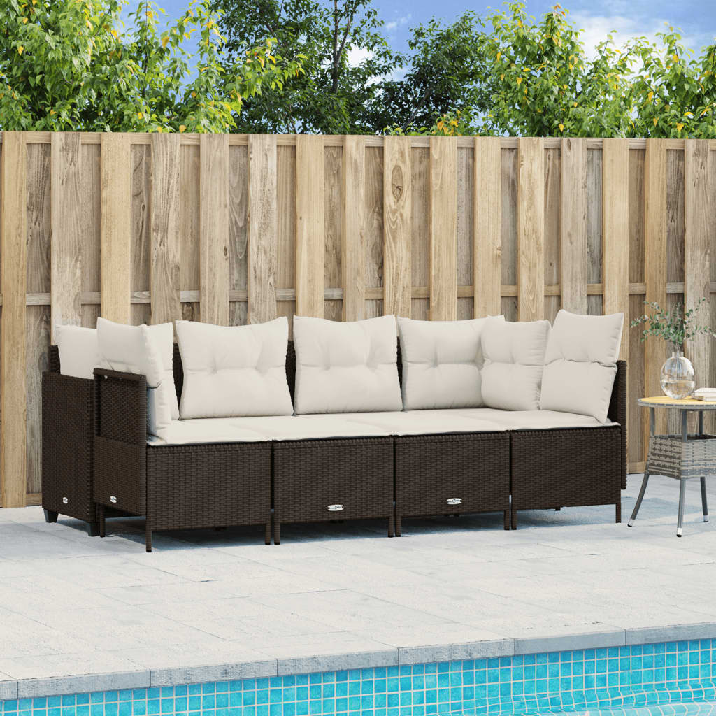 Set Mobilier De Grădină Cu Perne, 5 Piese, , Poliratan