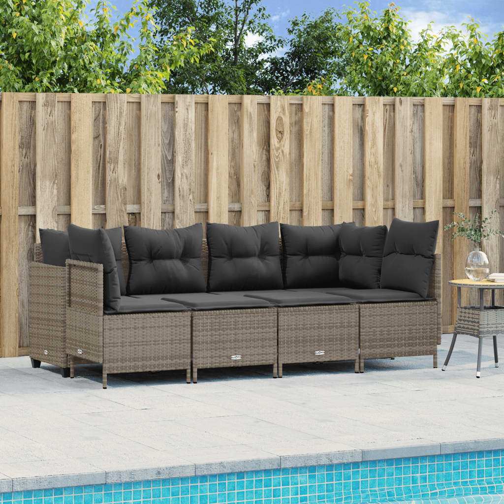 Set Mobilier De Grădină Cu Perne, 5 Piese, , Poliratan