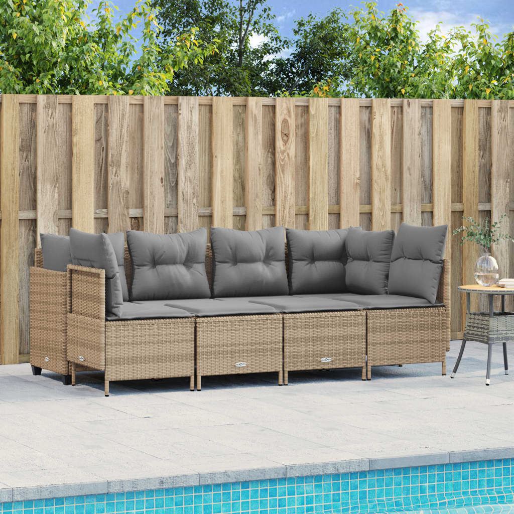 Set Mobilier De Grădină Cu Perne, 5 Piese, , Poliratan
