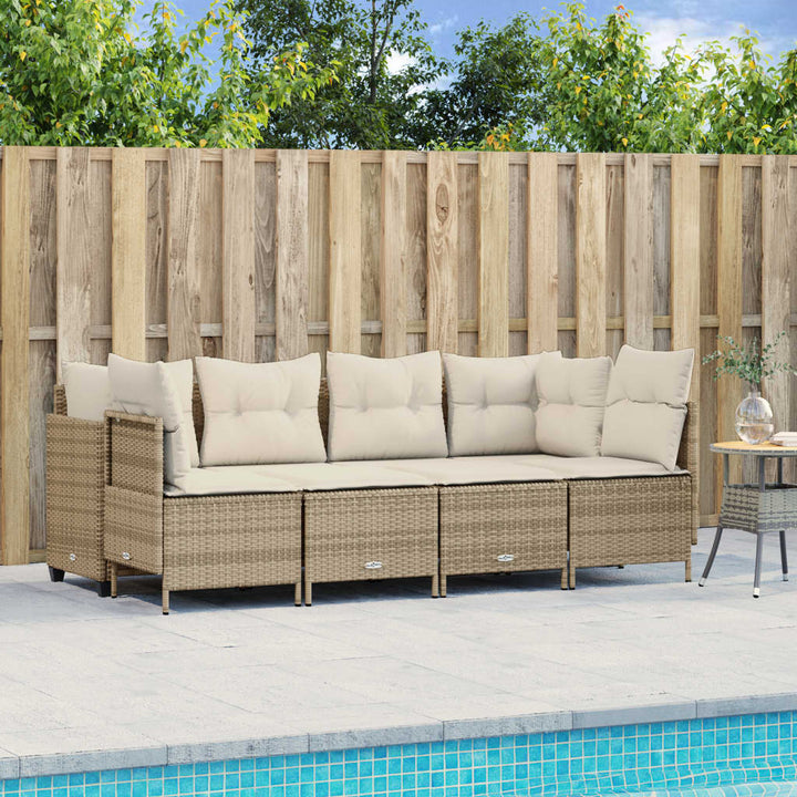 Set Mobilier De Grădină Cu Perne, 5 Piese, , Poliratan