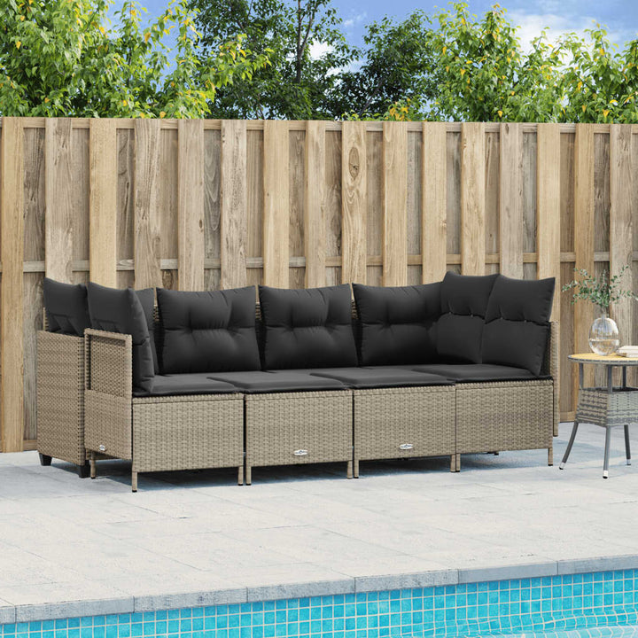 Set Mobilier De Grădină Cu Perne, 5 Piese, , Poliratan