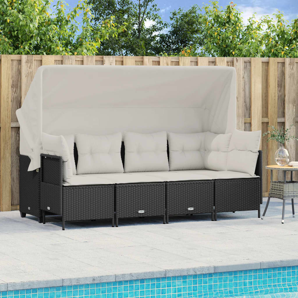 Set Mobilier De Grădină Cu Perne, 5 Piese, , Poliratan