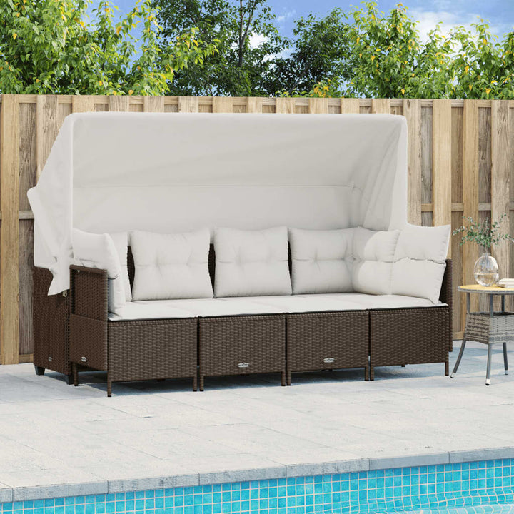 Set Mobilier De Grădină Cu Perne, 5 Piese, , Poliratan